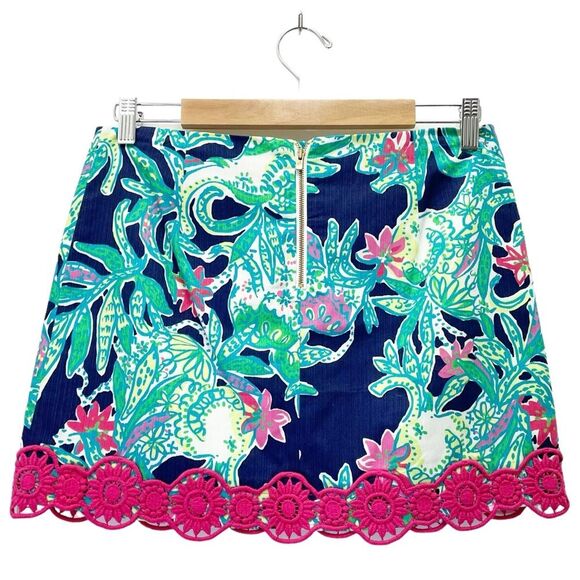 Lilly Pulitzer Tate Mini Skirt in Bright Navy & Pink Trunk Show Women’s Size 8 - Picture 2 of 12